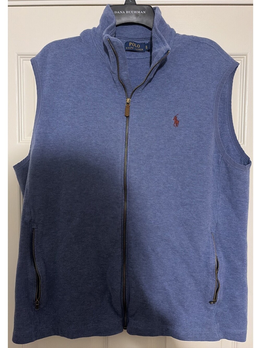 Polo Ralph Lauren Full Zip Vest Blue Red Pony Logo Pockets Vintage Men’s XL